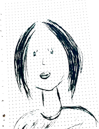 digitized drawing of a woman with short hair called wondermundo